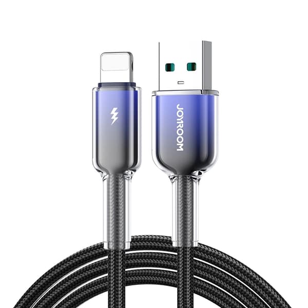 Joyroom S-A42 USB-A - Lightning 3A 1.2m Kabel Crystal-Clear Series - Svart