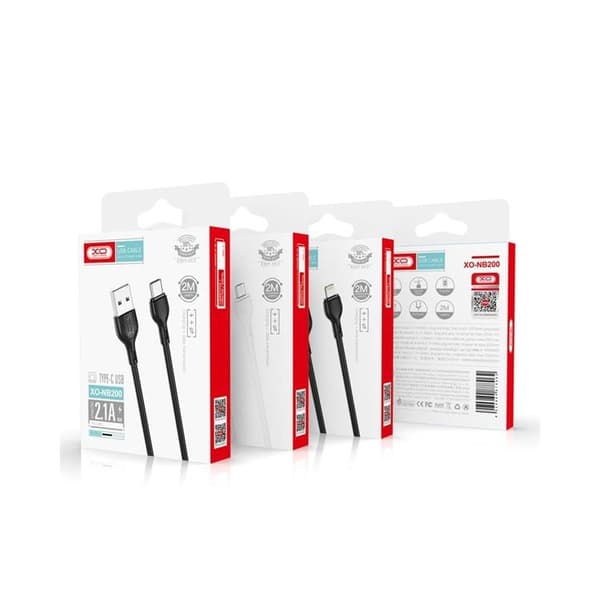 XO USB-A Till Lightning Kabel 2m 2.1A NB200 - Vit