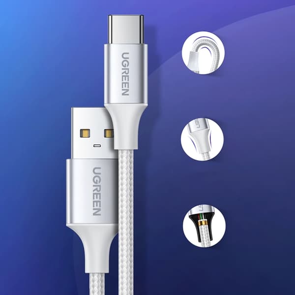 Ugreen USB-A Till USB-C 3A Kabel 0.5m QC US288 - Vit