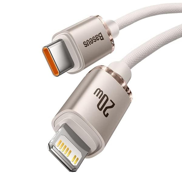 Baseus USB-C Till Lightning Kabel 20W 2m Crystal Shine - Rosa