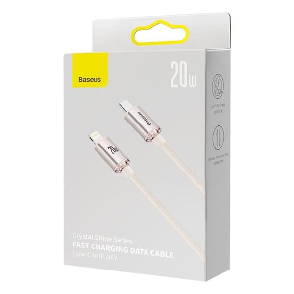 Baseus USB-C Till Lightning Kabel 20W 2m Crystal Shine - Rosa