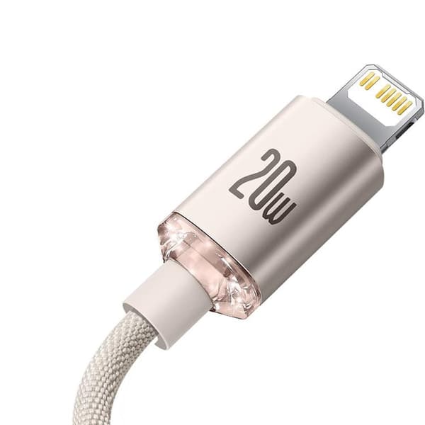 Baseus USB-C Till Lightning Kabel 20W 2m Crystal Shine - Rosa