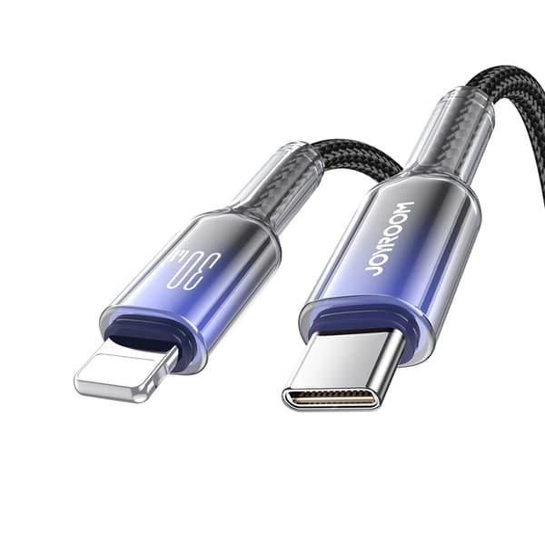 Joyroom S-A42 USB-C - Lightning 30W 1.2m Kabel Crystal-Clear Series - Svart