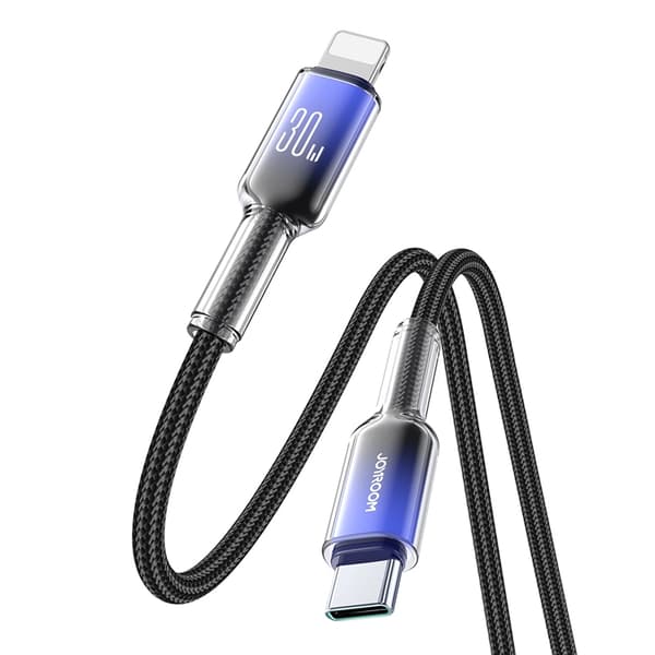 Joyroom S-A42 USB-C - Lightning 30W 1.2m Kabel Crystal-Clear Series - Svart