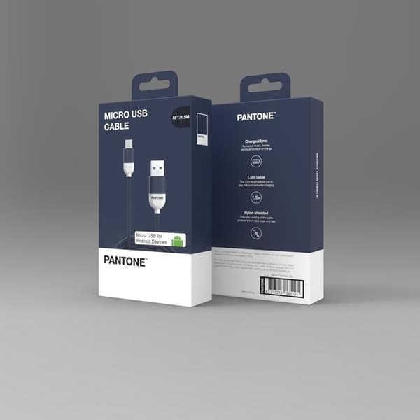 Pantone USB/MicroUSB 1.5m Kabel 2.4A PT-MC001-5 2380C Marinblå