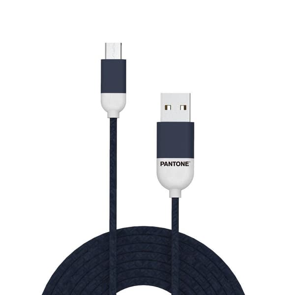 Pantone USB/MicroUSB 1.5m Kabel 2.4A PT-MC001-5 2380C Marinblå