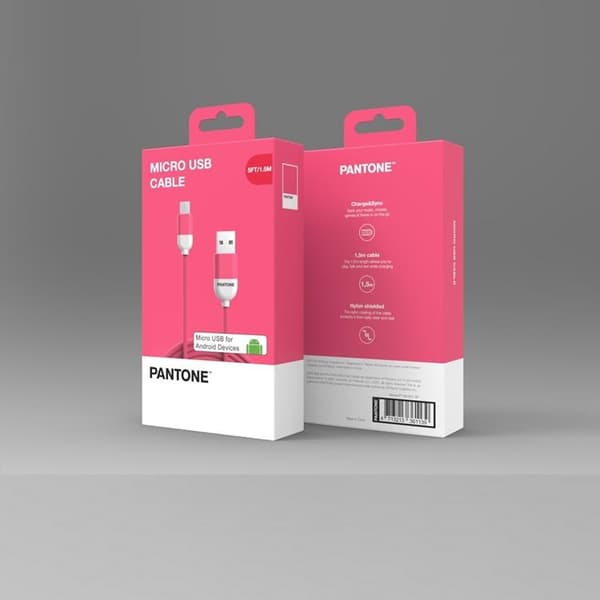 Pantone USB/MicroUSB 1.5m Kabel 2.4A PT-MC001-5 184C - Rosa