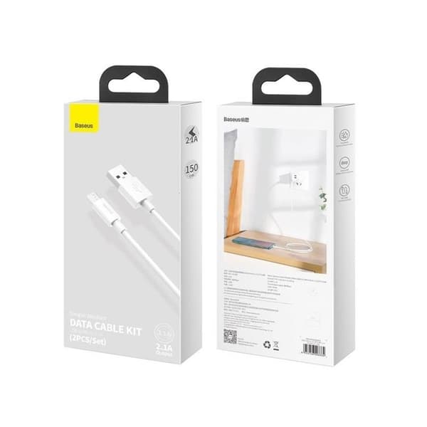 Baseus USB Till MicroUSB 1.5m Kabel 2.1A Simple Wisdom 2 pcs