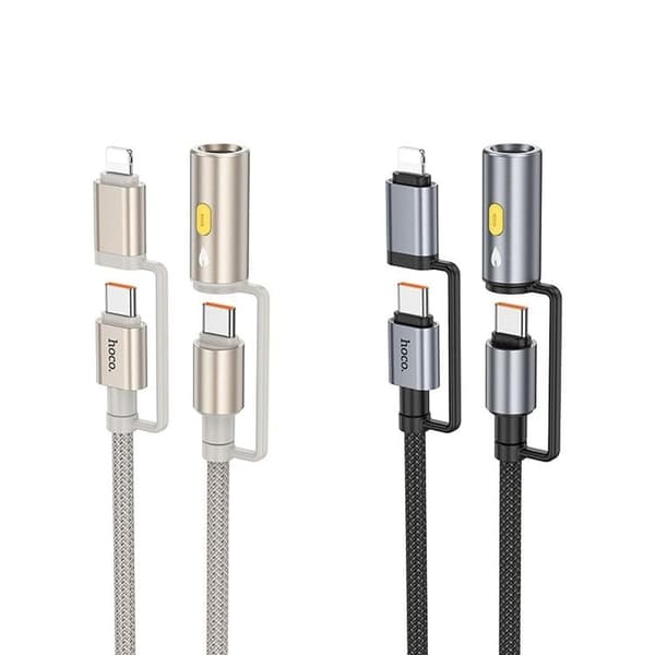Hoco USB-C/Lightning Till USB-C, Cigarettändare 60W 3A Kabel 1.2m U138 - Grå