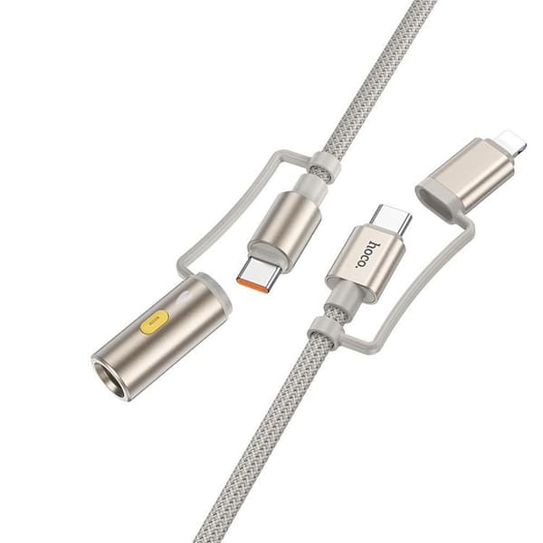 Hoco USB-C/Lightning Till USB-C, Cigarettändare 60W 3A Kabel 1.2m U138 - Grå