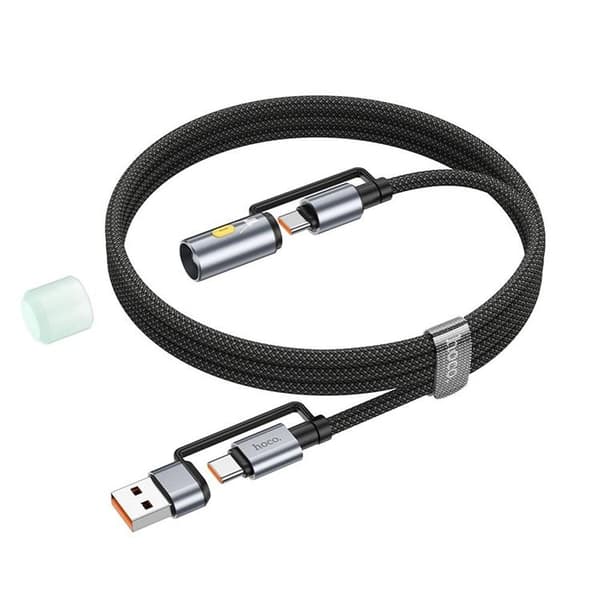 Hoco USB-A/USB-C Till USB-C, LED-ljus 60W 3A Kabel 1.2m U138 - Svart
