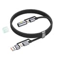 Miniatyrbild 3 av 6: Hoco USB-A/USB-C Till USB-C, LED-ljus 60W 3A Kabel 1.2m U138 - Svart