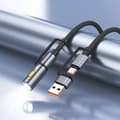 Miniatyrbild 4 av 6: Hoco USB-A/USB-C Till USB-C, LED-ljus 60W 3A Kabel 1.2m U138 - Svart