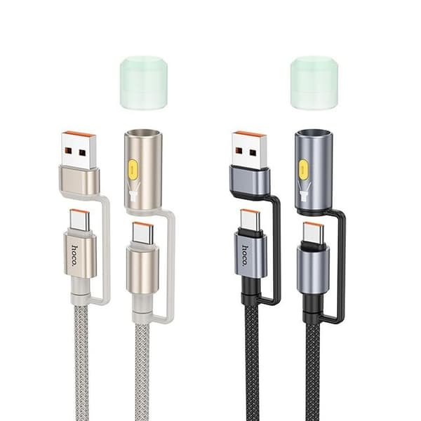 Hoco USB-A/USB-C Till USB-C, LED-ljus 60W 3A Kabel 1.2m U138 - Svart