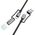 Miniatyrbild 2 av 6: Hoco USB-A/USB-C Till USB-C, LED-ljus 60W 3A Kabel 1.2m U138 - Svart