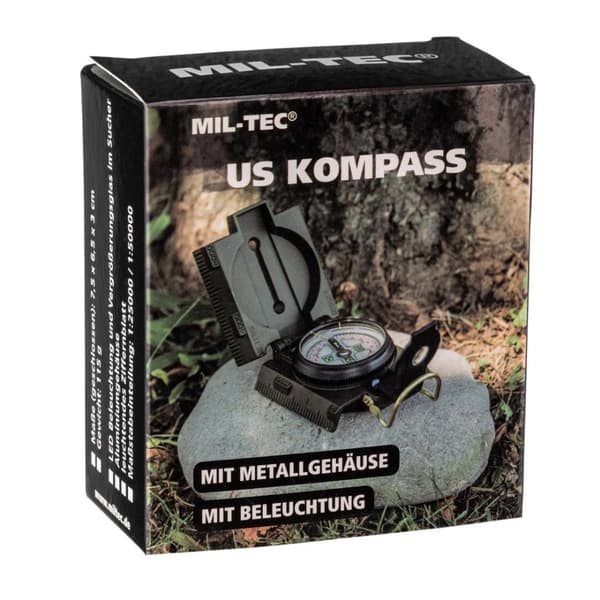 Mil-Tec US Busol med belysning Metall, Olivgrön