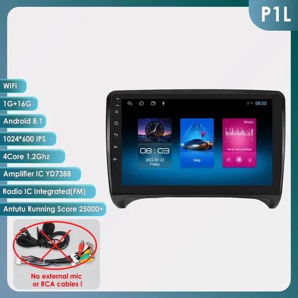 Autosoitin, monimedia videosoitin, navigointi, P1L (9 tuumaa 1G 16G)