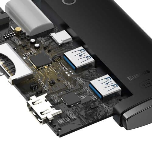 Baseus HUB Lite Series 5-in-1 Multifunctional (Type-C to 2x USB 3.0 / Type-C / HDMI 1.4 / SD/TF) Black (WKQX050001)