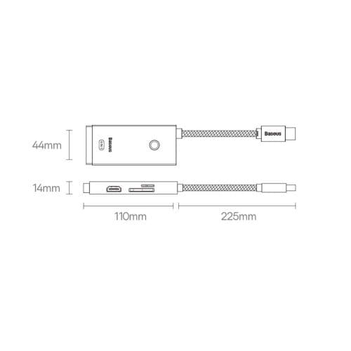 Baseus HUB Lite Series 5-in-1 Multifunctional (Type-C to 2x USB 3.0 / Type-C / HDMI 1.4 / SD/TF) Black (WKQX050001)