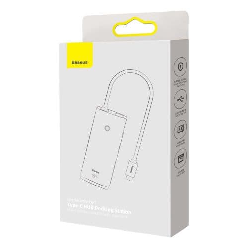 Baseus HUB Lite Series 5-in-1 Multifunctional (Type-C to 2x USB 3.0 / Type-C / HDMI 1.4 / SD/TF) Black (WKQX050001)
