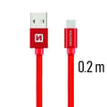 Miniatyrbild 3 av 5: Swissten Datový Kabel Textile Usb / Usb-C 0,2 M Červený