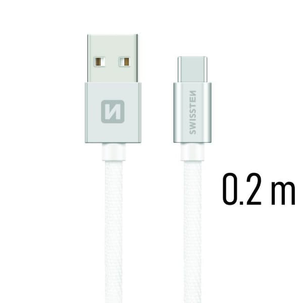 Swissten Datový Kabel Textile Usb / Usb-C 0,2 M Stříbrný