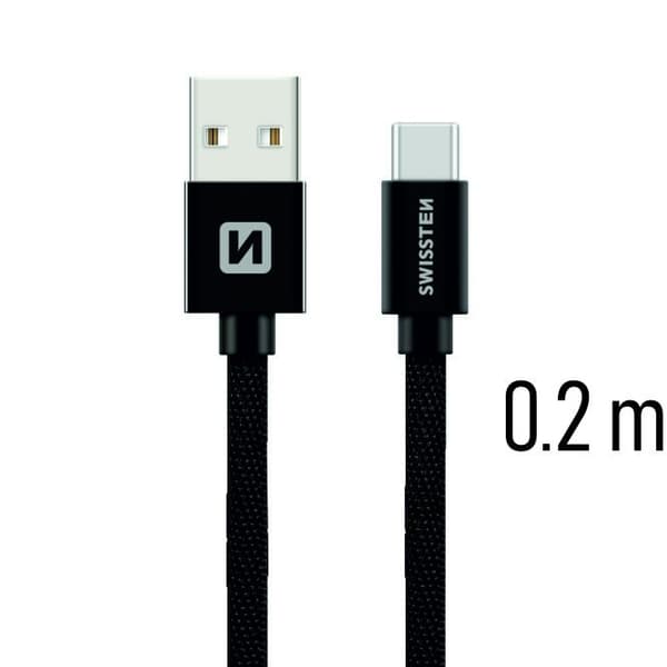Swissten Textile Universal Quick Charge 3.1 USB-C Data and Charging Cable 20 cm