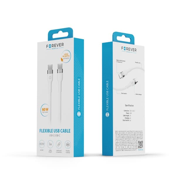 Forever Flexible Cable USB-C  / USB-C / 2m / 60W