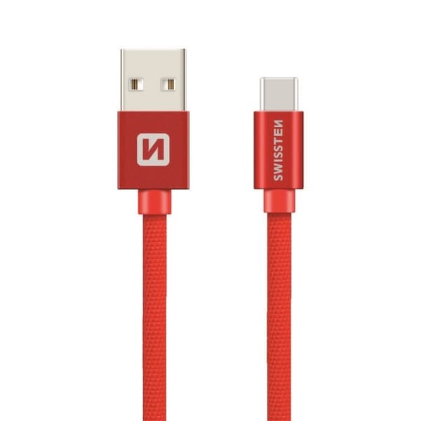 Swissten Datový Kabel Textile Usb / Usb-C 1,2 M Červený