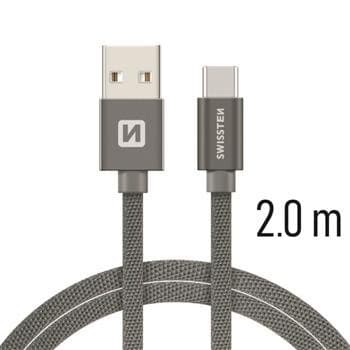 Swissten Datový Kabel Textile Usb / Usb-C 2,0 M Šedý