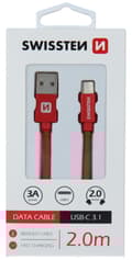 Miniatyrbillede 5 af 5: Swissten Datový Kabel Textile Usb / Usb-C 2,0 M Červený