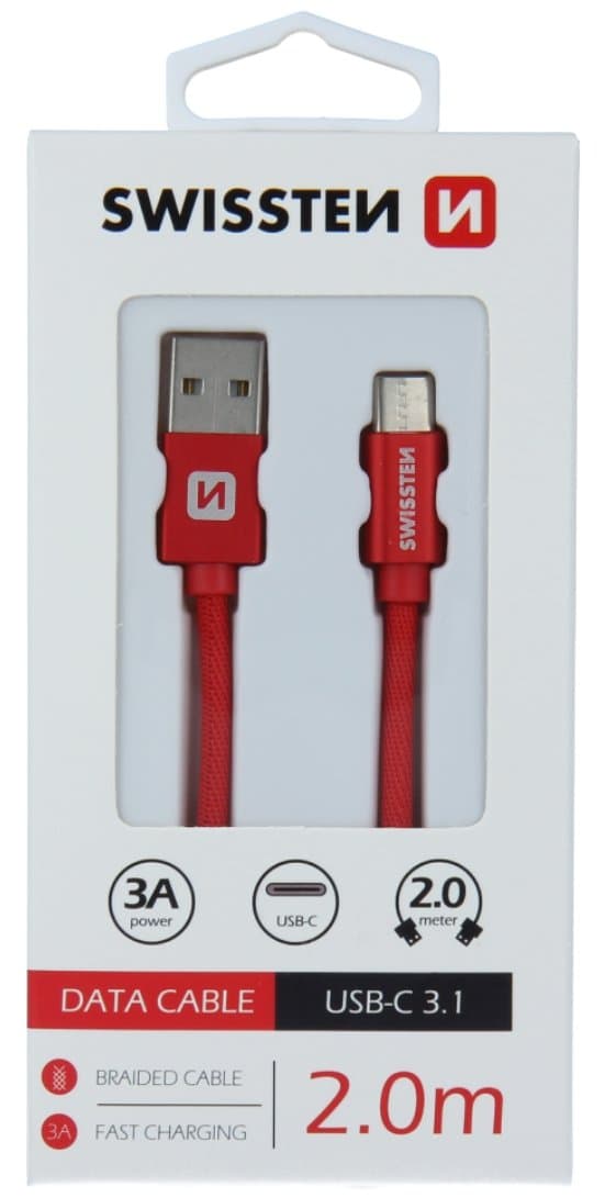 Swissten Datový Kabel Textile Usb / Usb-C 2,0 M Červený