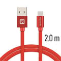 Miniatyrbillede 2 af 5: Swissten Datový Kabel Textile Usb / Usb-C 2,0 M Červený