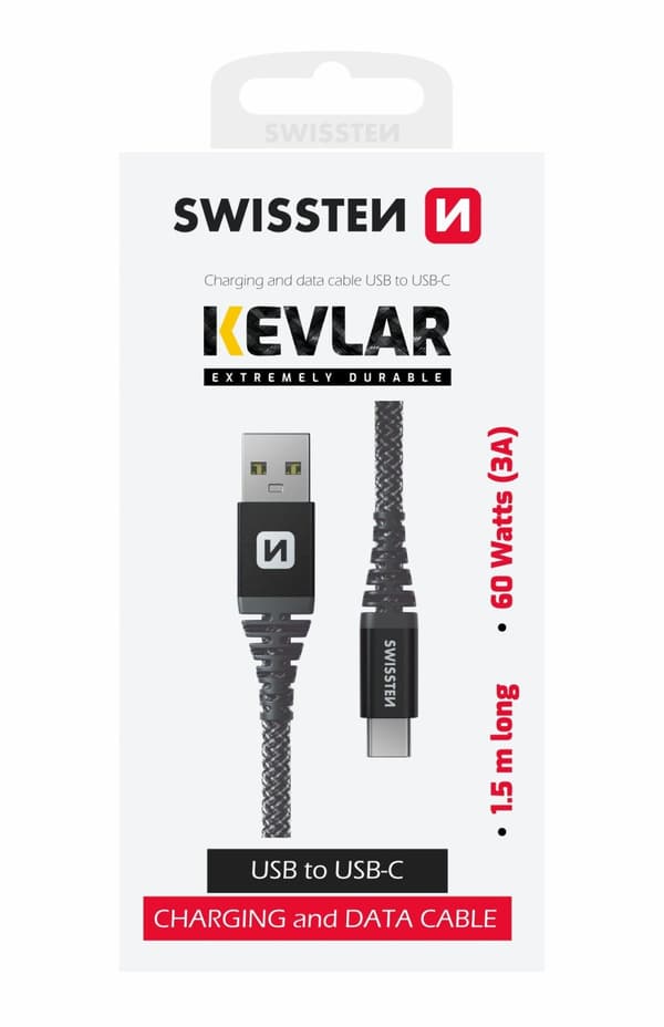 Swissten Kevlar Data Cable USB / USB-C / 1.5m / 60w