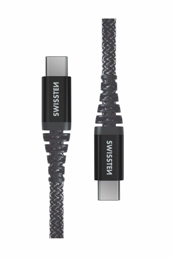 Swissten Datový kabel KEVLAR USB-C / USB-C 1,5 M, 60W, antracit