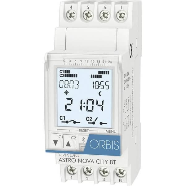Zeitschalttechnik ASTRO NOVA CITY 230 V OB178012 Digital 120 V/AC, 230 V/AC, 12 ORBIS Zeitschalttechnik Rail Timer