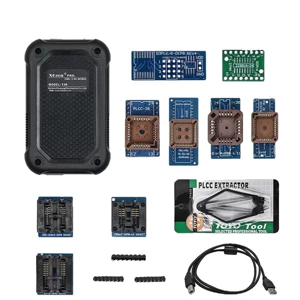 Universell programmerare, VCC spänningsområde 1,8-6,5V, VPP spänningsområde 9-25V,T48 10 Adaptrar