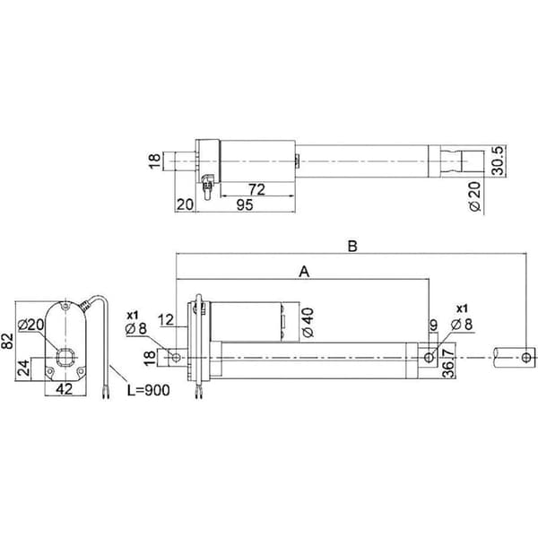 Drive System Europe by MSW Elektrisk cylinder DSZY1-12-20-100-STD-IP65 001103 Slaglängd 100 mm Dragkraft 500 N 12 V/DC