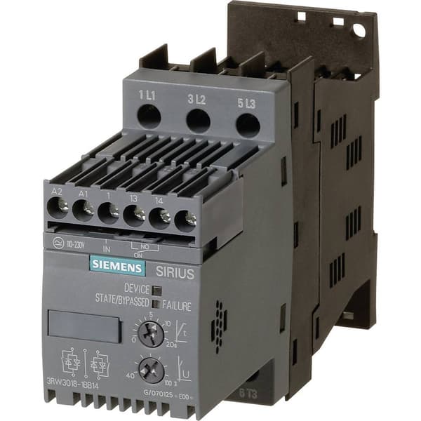 Siemens 3RW3018-1BB14 3RW30181BB14 Mjukstartare Motoreffekt på 400 V 7.5 kW Motoreffekt på 230 V 4 kW 400 V/AC Nominell