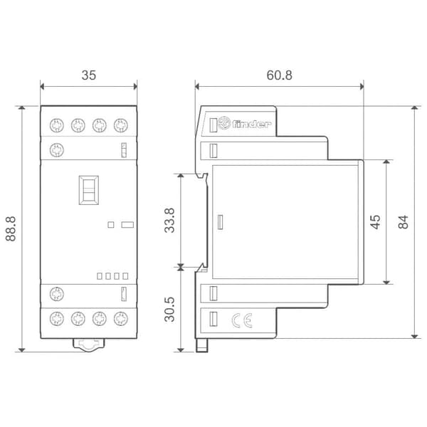 Finder 22.34.0.230.4640 Kontaktor 2 NO, 2 NC 230 V/DC, 230 V/AC 25 A 1 st