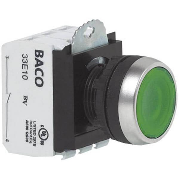 BACO BAL21AH20H L21AH20H Tryckströmställare Plastfrontring, förkromad Grön 1 st