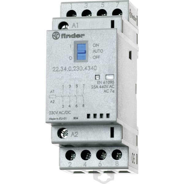 Finder 22.34.0.230.1320 Kontaktor 4 NO 230 V/DC, 230 V/AC 25 A 1 st