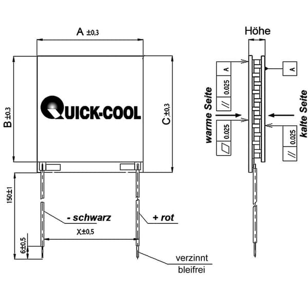 QuickCool QC-17-1.0-3.9M HighTech Peltier-element 1.9 V 3.9 A 4.9 W (A x B x C x H) 12 x 12 x - x 3.6 mm