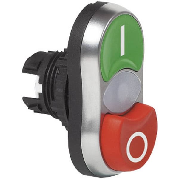 BACO BAL61QK21 L61QK21 Dubbel tryckströmställare Plastfrontring, förkromad Grön, Röd 1 st