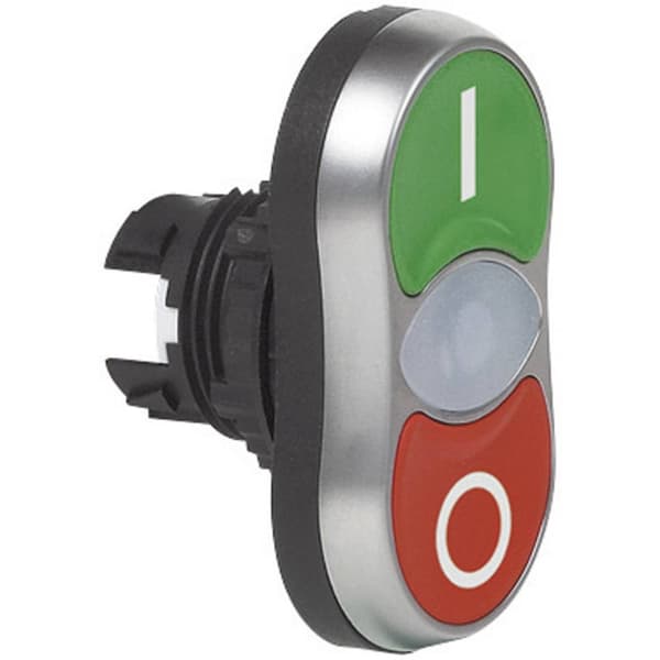BACO BAL61QH21 L61QH21 Dubbel tryckströmställare Plastfrontring, förkromad Grön, Röd 1 st
