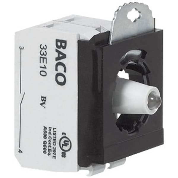 BACO BA333EAWH11 Kontaktelement, LED-element med monteringsadapter 1 NC, 1 NO Vit momentan 230 V 1 st