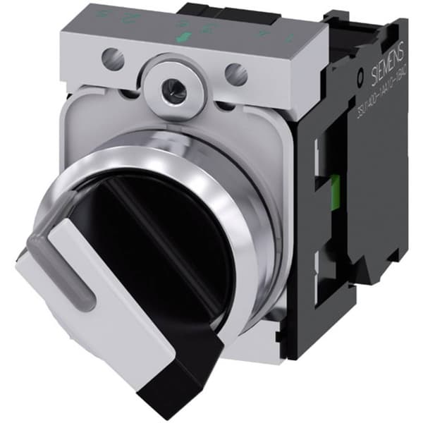 Siemens 3SU11502BF601BA0 3SU1150-2BF60-1BA0 Vridströmbrytare Metallfrontring, högglans Svart, Vit 1 x 90 ° 1 st