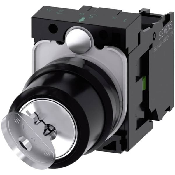 Siemens 3SU11004BF111BA0 3SU1100-4BF11-1BA0 Nyckelbrytare Plastfrontring Svart, Grå 1 x 90 ° Nyckel-upplåsning 1 st