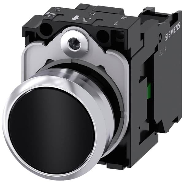 Siemens 3SU11500AB101BA0 3SU1150-0AB10-1BA0 Tryckströmställare Metallfrontring, högglans, Flat ställdon Svart 1 st