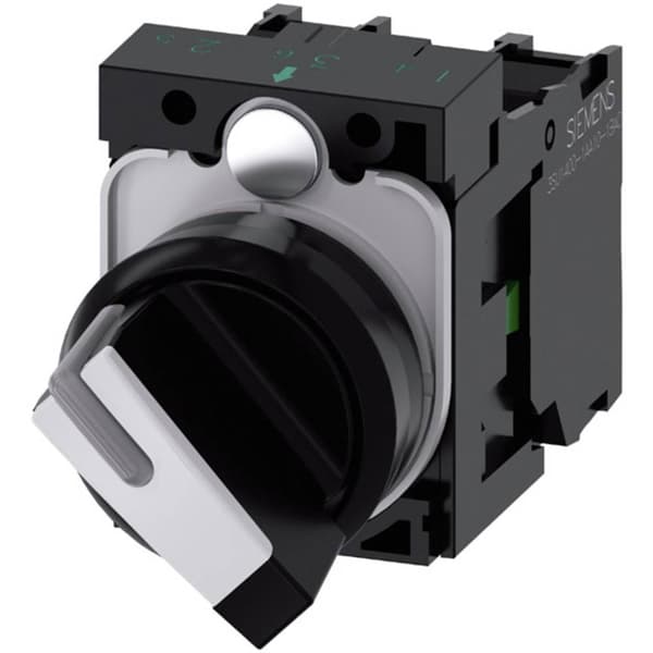 Siemens 3SU11002BF601MA0 3SU1100-2BF60-1MA0 Spakbrytare Plastfrontring Svart, Vit 1 x 90 ° 1 st